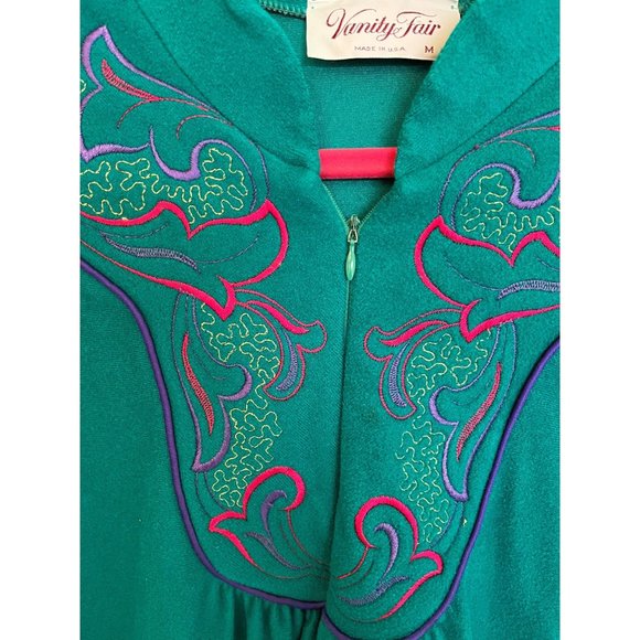 Vanity Fair Vtg M Robe House Dress Velour Long Granny Winter - Picture 8 of 9